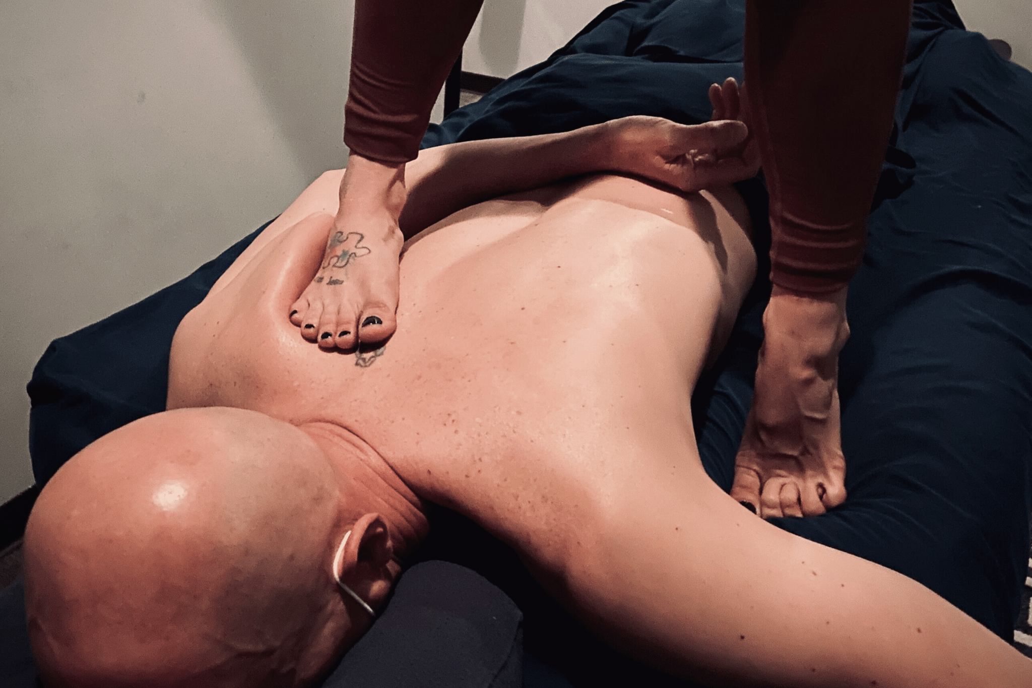 Ashiatsu Massage with Feet on Back