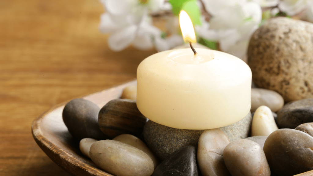 Hot Stones for a Massage and a Candle