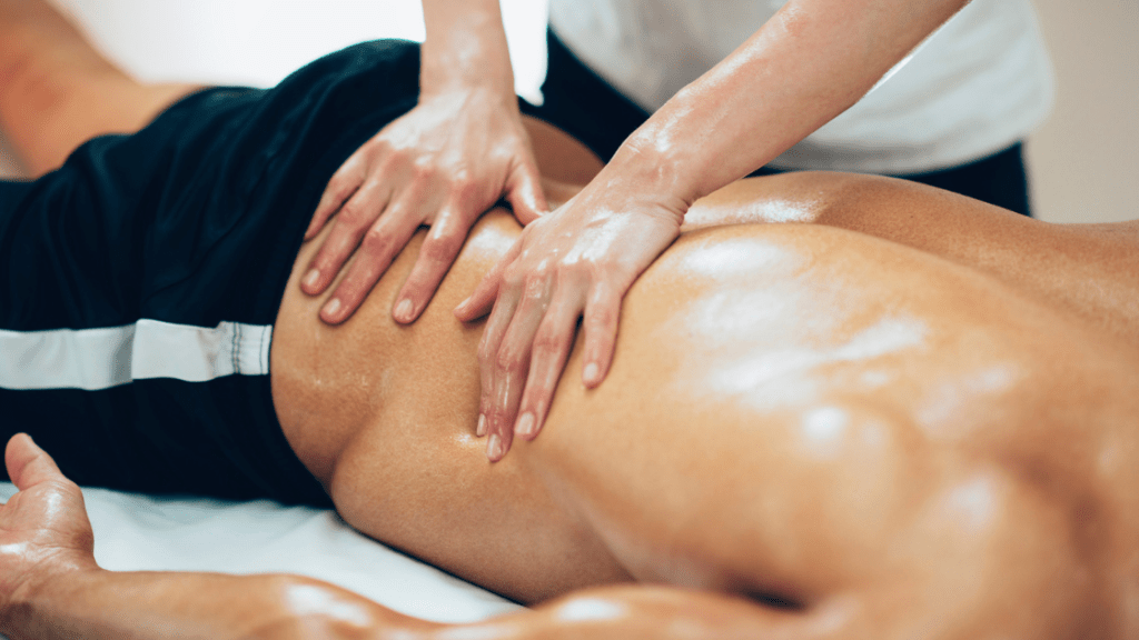 man receiving rolfing for chronic pain in back