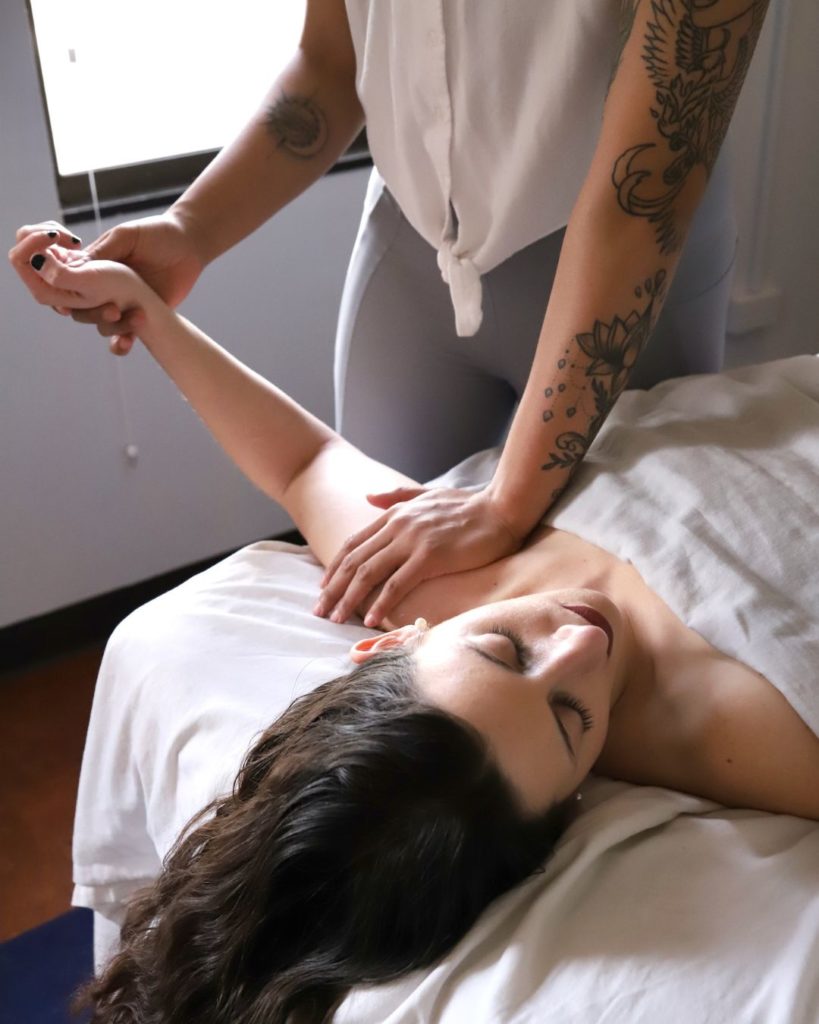 massage on patient's shoulder