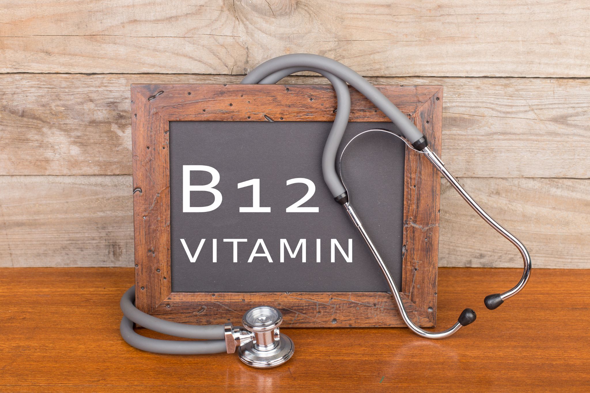 Vitamin B12 written on a chalkboard