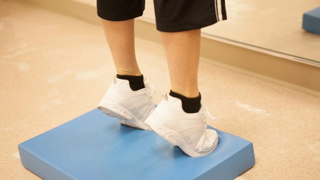 heal lifts on a blue block